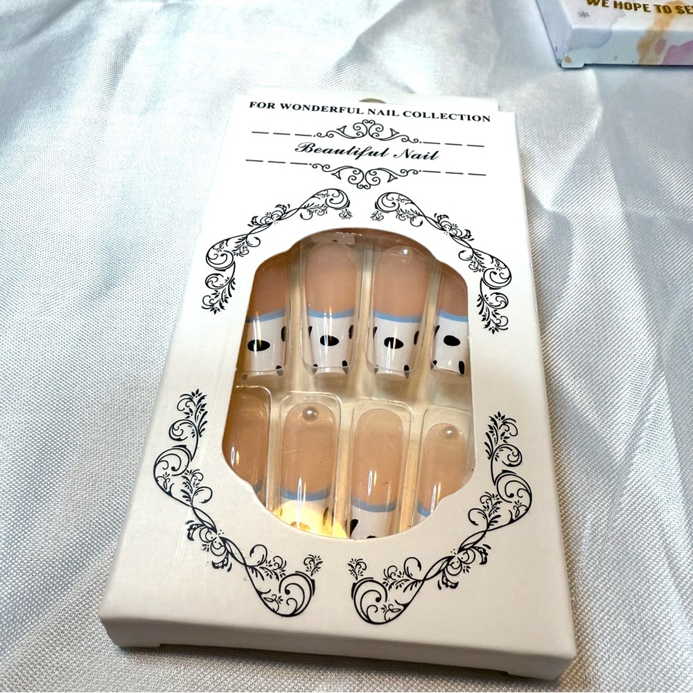 24 PC Press on Nail Set x5 Long French Medium Almond Long Ballerina French Nails - Picture 2 of 16